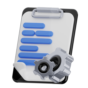 Maintenance report 3d illustration. paper with gear icon. png