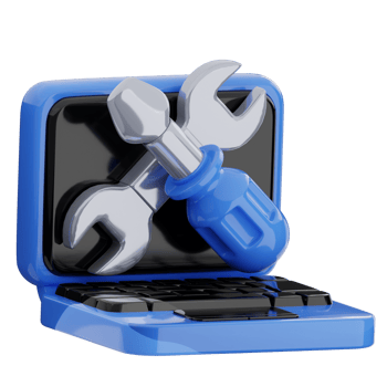 Laptop with repair tools graphic png