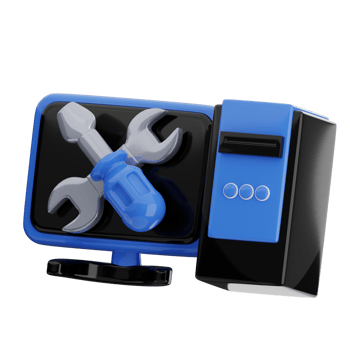 Computer repair 3d illustration. hardware maintenance icon. png