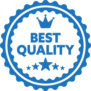 Premium Quality Badge, Blue badge with text Best Quality and a crown icon. vector
