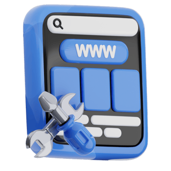 Website maintenance 3d illustration. web repair icon. png