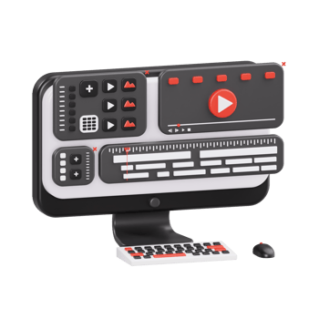 Post production on computer 3d render png