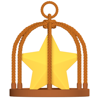 A star in a cage with rope around it png