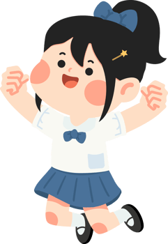 A cartoon girl in a school uniform jumping up and down png