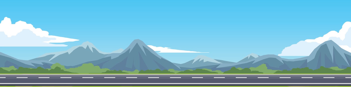 Road with mountains and blue sky vector