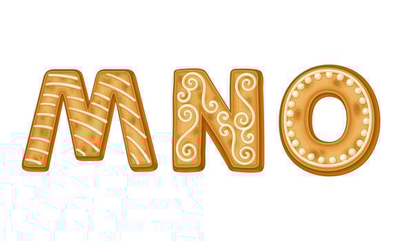 Gingerbread letters M, N, O vector