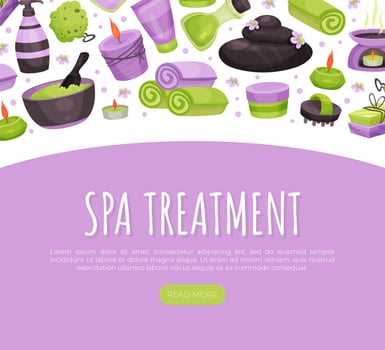 Spa treatment landing page template. Cosmetology, beauty and relaxation therapy advertising banner illustration vector