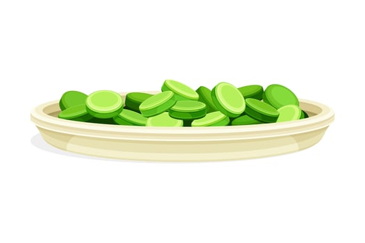 Tablets of spirulina dietary supplement. Healthy eco product, antioxidant superfood illustration vector