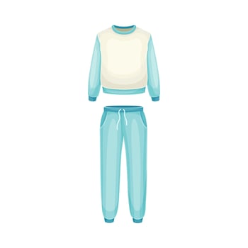Cotton pants and sweatshirt, sleepwear for women. Textile night clothes cartoon illustration vector