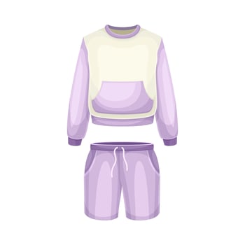 Cotton shorts and sweatshirt, sleepwear for women. Textile night clothes cartoon illustration vector