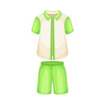 Pajama with shirt and shorts, sleepwear for women. Textile night clothes cartoon illustration vector