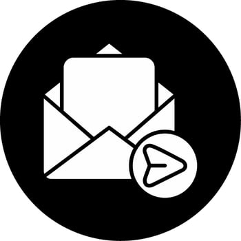 Send Email Now Glyph Circle Inverted vector