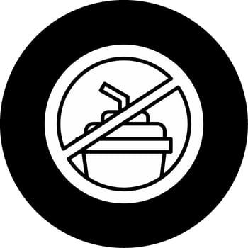 Say No to Straws Awareness Banner Glyph Circle Inverted vector