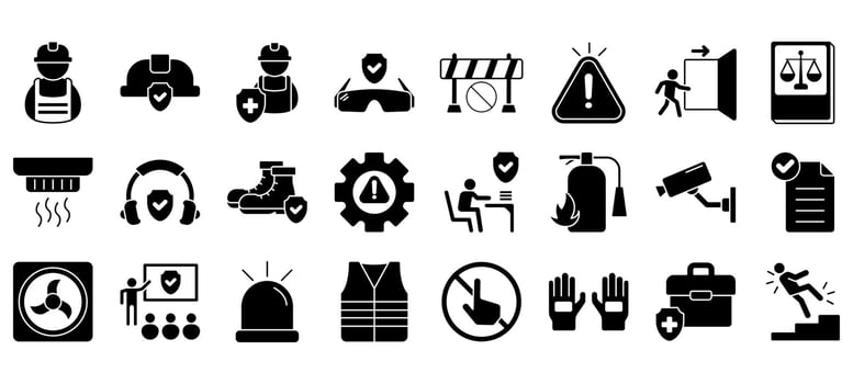 Set of Work Safety Icons or symbols vector