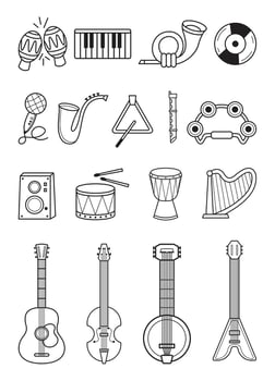 Set of Outline Music Instrument Collection vector