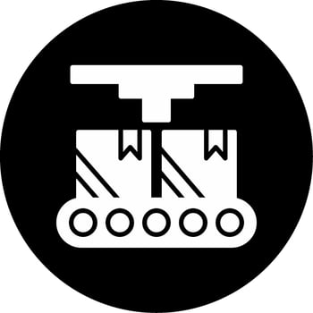 Automated Assembly Line Process Glyph Circle Inverted vector