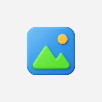 Colored image icon with mountains and sun vector