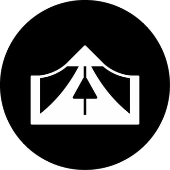 Secure Refugee Settlement Camp Glyph Circle Inverted vector