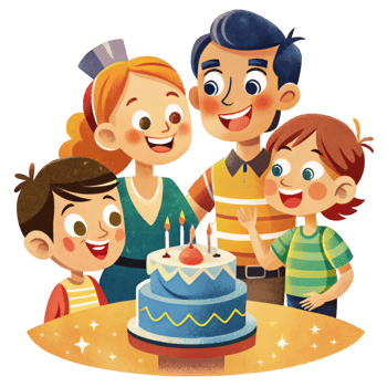 Family Around Cake Celebrating Life png