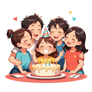 Family Unity Around Birthday Treat png