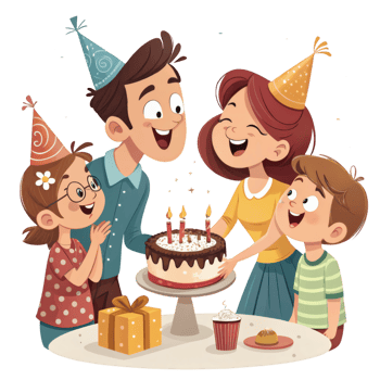 Birthday Party Joy With Family Members png