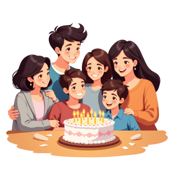 Birthday Cake Scene With Happy Family png