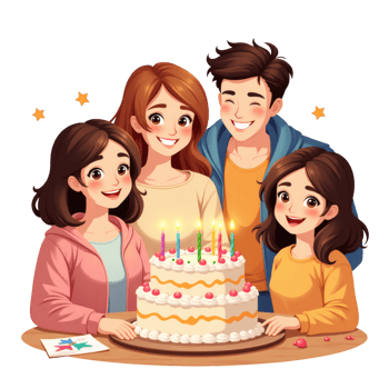 Cake And Candles Celebration With Family png