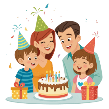 Cartoon Style Birthday Celebration Scene png