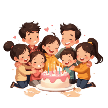 Joyful Celebration With Family Around Cake png