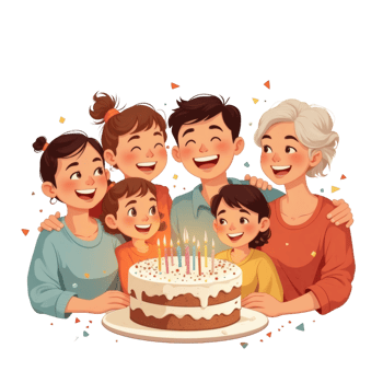 Cake Celebration With Smiling Family png