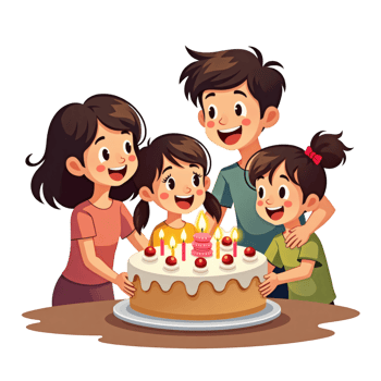 Family Group Around Birthday Cake png