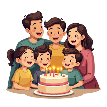 Birthday Celebration With Happy Family png