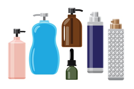 Collection of liquid product bottles vector