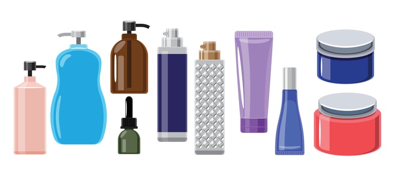 Assorted beauty product containers vector