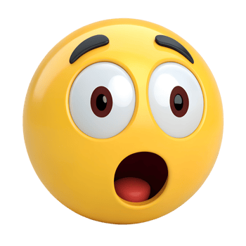 3D Shocked Emoticon with Open Mouth and Wide Eyes png