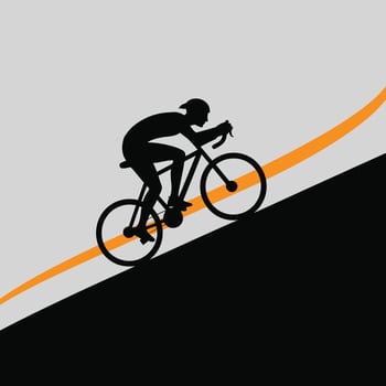 Cyclist Silhouette Ascending Hill Black Orange Yellow vector