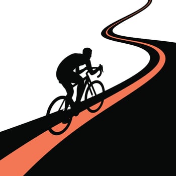 Cyclist Silhouette Riding Road Bike Orange Black Road vector
