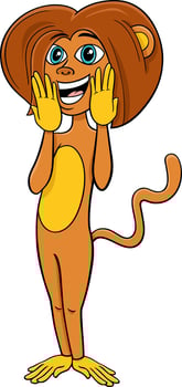 happy surprised cartoon female monkey animal character vector