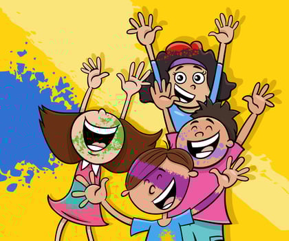 Happy kids celebrating together vector
