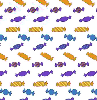 Holiday candies Seamless pattern. graphic line ink illustration. Baby design with holiday clipart for wrapping paper, print, fabric, scrapbook. Bright festive background vector