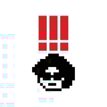 8 bit design exclamation mark surprise shock act with male man boy face cartoon. vector