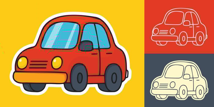 Three types of Cartoon Style Sticker of Cute Car vector