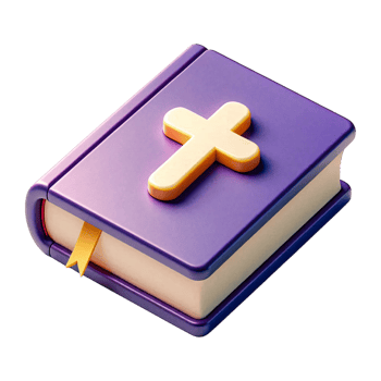Holy Book with Purple Cover and Yellow Cross in 3D Style for Faith-Themed Digital Projects, Religious Media, and Inspirational Content png
