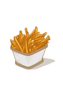 Crispy French fries in a container vector