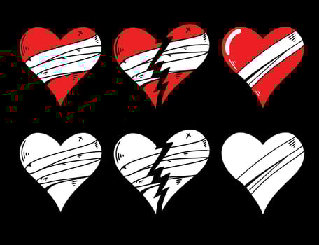Heart broke flat design set vector