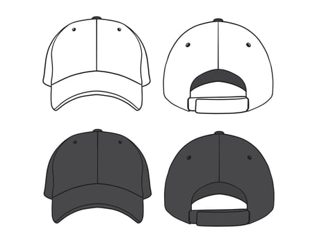 Cap mock up flat template design vector