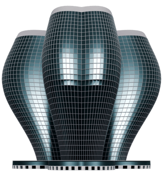 Model of a modern skyscraper in the shape of a clover png