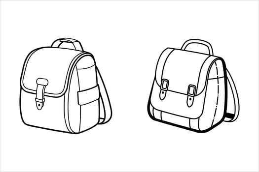 Two Line Art Backpacks Black and White School Bags vector