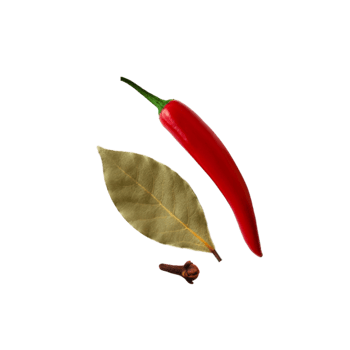 Red chili with bay leaf and clove on transparent background png