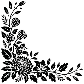 A black and white floral design on a white background vector